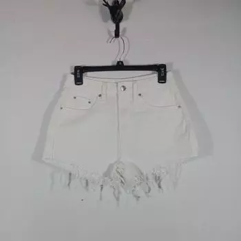 Джинсы с высокой посадкой с черно-белыми пуговицами White 26 yards