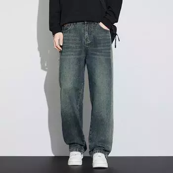Джинсы широкие для мужской весны, новые, свободные, прямые, ретро, градиентные M