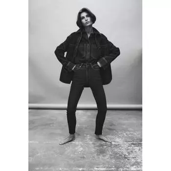 Джинсы скинни с высокой талией HM Темно-синий деним