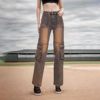 Джинсы Spice Girl Летние женские модные ретро-брюки с карманами Sense Прямые брюки Джинсы женские S