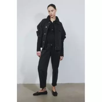 Джинсы свободного кроя до щиколотки HM MAMA Mom, вымытые черные