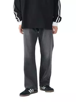 Джинсы свободные прямые брюки из денима ЧЕРНЫЕ L [BEAMS HEART] мужские чёрный