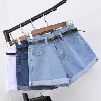 Джинсы в стиле ретро, женские летние джинсовые шорты с высокой талией и карманами, шорты больших размеров L
