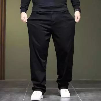 Джинсы высокой эластичности. Весенние и осенние модели. Прямые джинсы большого размера. Мужские большие эластичные длинные брюки. 30