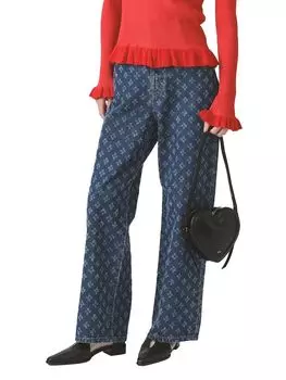 Джинсы жаккардовые брюки из денима INDIGO 0 [Raybeams] женские индиго