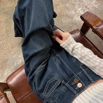 Джинсы женские широкие в стиле ретро, теплые, бархатные, с высокой талией, тонкие, универсальные, прямые, для уборки XS