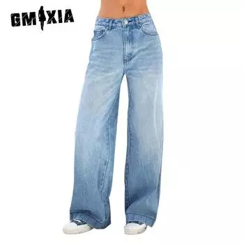 Джинсы женские свободные с высокой талией GMXIA Wide Leg XS темно-синий