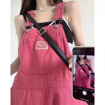 Джинсы женские, весна-лето 2023, универсальные, Always Net, красные, уменьшающие возраст джинсовые брюки с ремешками, свободные облегающие брюки L розовый