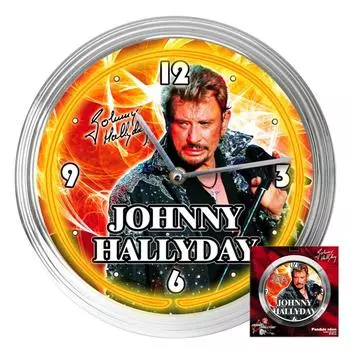 Джонни Холлидей [Q5575] - неоновые настенные часы Johnny Hallyday желтые (рок-звезда) - 37x7 см