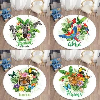 Джунгли с животным принтом, круглый ковер для гостиной, спальни, детский ковер, домашний декор, напольный коврик для спальни, детской комнаты 40cm