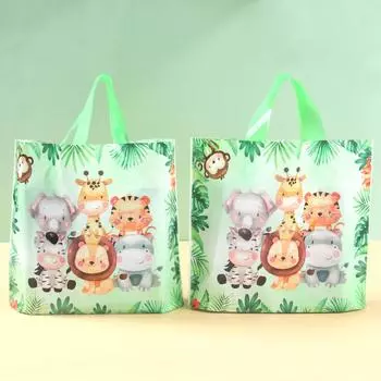 Джунгли Сафари Животные Подарочные сумки Сумки Дети Baby Shower Пластиковые пакеты Декор Лесная тематическая вечеринка День рождения Упаковка Принадлежности as picture