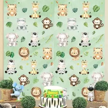 Джунгли Животные Дождь Занавес Джунгли Сафари Фон День Рождения Декор Фото Реквизит Дети Мальчики Лес Товары для детского душа