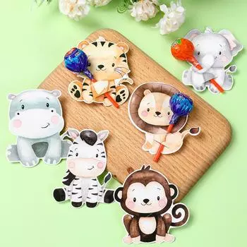 Джунгли Животные Леденец Бумажные открытки День рождения Baby Shower Украшения для детей Леденец Бумажные открытки День рождения Товары для вечеринки