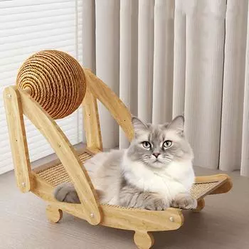 Джутовая ткань, кошачья доска для царапин, деревянная игрушка для кошек, кровать для котенка, цепляющийся мяч, шлифовальный коготь, рама для лазания кошек, мебель для котят, царапин L