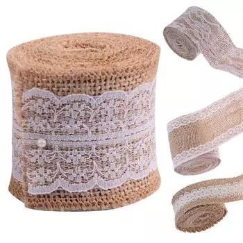 Джутовое льняное объемное кружево ручное объемное украшение 6 см в ширину 2 м длина White Lace