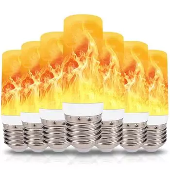 E12 E14 E27 B22 Светодиодные лампочки с эффектом пламени, 3 режима, мерцающая декоративная лампа 1PCS E12 золотой