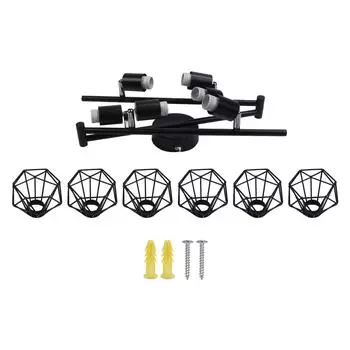 E14 6-ламповый комплект для освещения трека, черный, 6-позиционный потолочный вращающийся светильник для точечного освещения