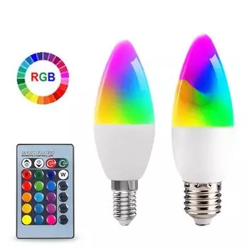 E14 светодиодная лампа-свеча цветная RGB лента для помещений неоновая лампа с контроллером освещения E27 умная лампа с регулируемой яркостью для дома