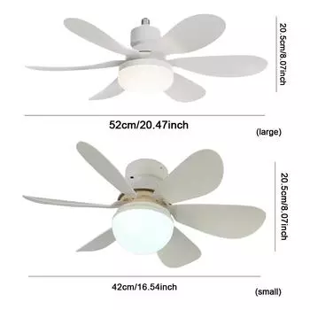 E26/27 Socket Fan LED Light Ceiling Fans with Lights Dimmable 40W/30W Warm Light Ceiling Fan 3 Speeds for Garage Kitchen Bedroom