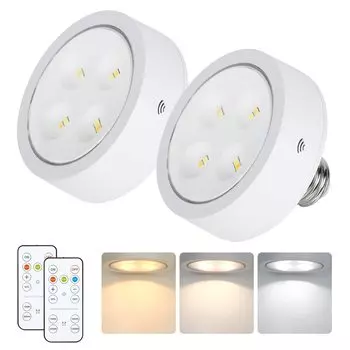 E26/E27 RGB светодиодные лампы шайбы с регулируемой яркостью, ночные лампы, лампы с батарейным питанием 1PCS 3 Color Temperature-A разноцветный