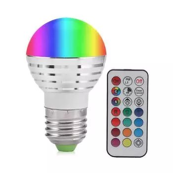 E27 3W RGB LED цветная меняющая лампа-свеча с дистанционным управлением