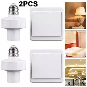 E27 Беспроводной патрон для лампы с выключателем питания и розеткой для светодиодных ламп (В)