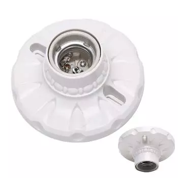 E27 Керамический держатель светодиодной лампы Круглый держатель лампы Основание подвесного основания 10.7x 5.3x 4.4cm белый