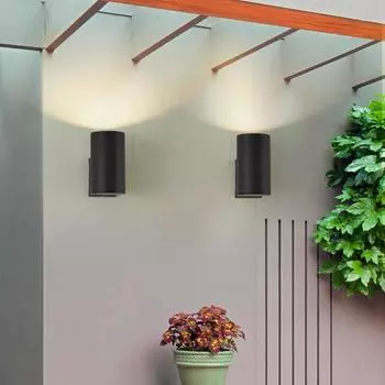 E27 Настенный светильник Уличные настенные светильники Водонепроницаемый настенный светильник Современный алюминиевый настенный светильник AC90-260V Black