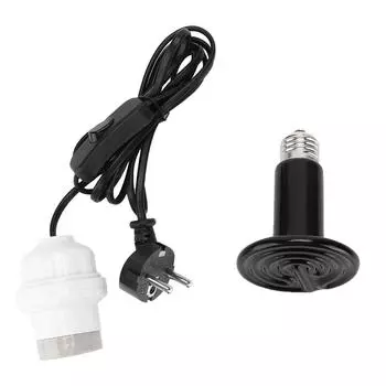 E27 Патрон нагревательной лампы с инфракрасной керамической теплоизлучающей лампой для рептилий и амфибий 100 Вт