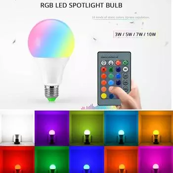 E27 RGB светодиодная лампа 5 Вт 7 Вт с регулируемой яркостью, 16 цветов, меняющая волшебную лампочку переменного тока, 220 В, 110 В, RGB ИК-пульт дистанционного управления, ночник 5W