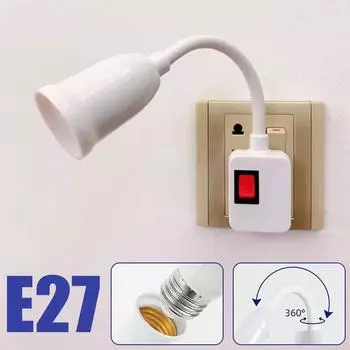 E27 Screw Base Socket Lamp Holder Flexible Extension Lamp Base With Switch EU US Plug to E27 LED Bulb Socket Adapter Converter