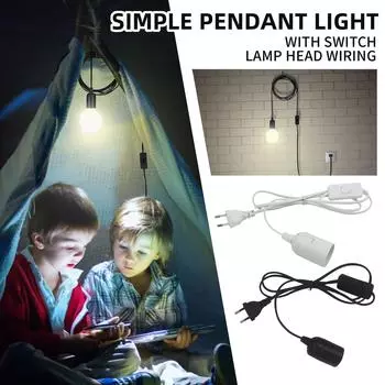 E27 спиральный патрон с проволочной головкой, головка подвесного светильника для дома, подвесной спиральный патрон для лампы One Size чёрный