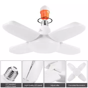 E27 светодиодная лампа вентиляторная лопастная лампа AC85-265V 28W складная светодиодная лампа Lampada для домашнего потолочного освещения небольшого гаражного освещения cold white
