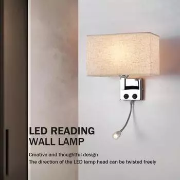 E27 светодиодный настенный светильник с выключателем, прикроватная тканевая лампа для чтения, гостиная, спальня, кабинет, коридор, балкон, декоративная лампа