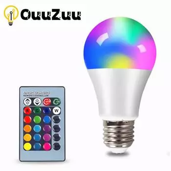 E27 светодиодный RGB-прожектор, лампа переменного тока, 85-265 В, Bombillas, светодиодный, 4 Вт, 10 Вт, 15 Вт, ИК-пульт дистанционного управления, светодиодная лампа, умная светодиодная лампа RGBW, домашний декор 220V 4W