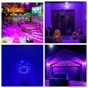 E27 UV Light Bulb 395nm Transparent Cover Halloween Decor Haunted House Hotel Party Atmosphere Light Fluorescent Atmosphere Lamp