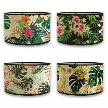 E27 Винтажные абажуры с цветочным принтом из бамбука ручной работы, чехол для лампы для бара, кафе, настенный светильник, люстра для домашнего декора