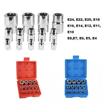E4-E24 Набор из 14 звездообразных насадок с внешним шлицем Torx Набор насадок типа E Female E Torx Набор насадок с футляром Инструменты для ремонта автомобиля Головка гаечного ключа синий