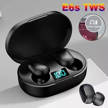 E6S TWS Беспроводные наушники Bluetooth-вкладыши Водонепроницаемые наушники Стерео шумоподавление Спортивные наушники для смартфонов