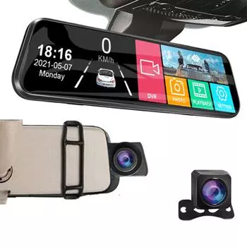 E-ACE A20P 10-дюймовый автомобильный рекордер Stream Media Автомобильный видеорегистратор Зеркало FHD 1080P с двумя объективами и поддержкой GPS 1080P с камерой заднего вида No TF Card