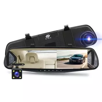 E-ACE Full HD 1080P Автомобильный видеорегистратор Авто 4,3-дюймовое зеркало заднего вида Цифровой видеорегистратор Регистрационная видеокамера с двумя объективами No TF Card