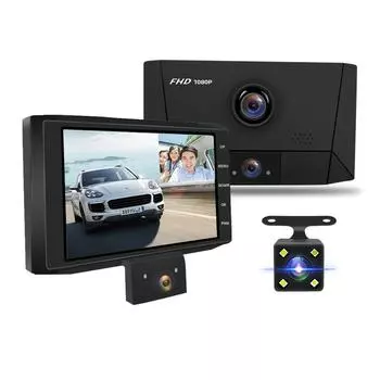 E-ACE B13 DVR 4,0-дюймовая камера 1080P Авторегистратор FHD Видеорегистратор Ночное видение Автомобильные видеорегистраторы 3 объектива камеры No TF Card