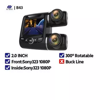 E-ACE B43 Автомобильный видеорегистратор Мини 2 дюйма Двойная линза 1080P+1080P Ночное видение Датчик Sony IMX323 Видеорегистратор Видеокамера NO TF Card