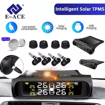 E-ACE Солнечная энергия TPMS Автомобильная система сигнализации давления в шинах Автоматические системы охранной сигнализации Предупреждение о температуре и давлении в шинах K01-External Sensor
