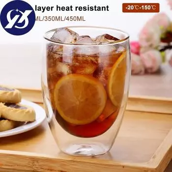 E&F Store Домашняя теплоизоляционная кружка с двойными стенками для чая, кофе, молока, стеклянная чашка для напитков, посуда для напитков, популярная 80ML