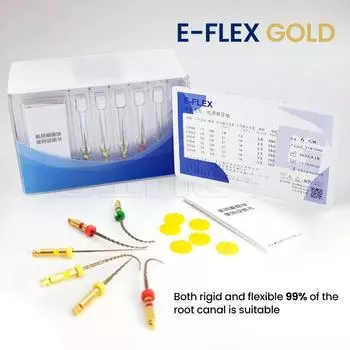 E-FLEX GOLD Термообработанная контрольная память Ni-Ti проволока NiTi файлы Безопасный нережущий наконечник Эффективная подготовка корневых каналов для изогнутых каналов CHINA