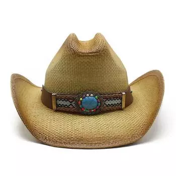 Eaby Stiff Top Hat Рыцарская шляпа Ковбойская шляпа Джазовая шляпа Соломенная шляпа с закругленными полями M56-58cm хаки