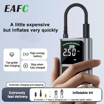 EAFC Мини-автомобильный насос для накачивания шин, портативный компрессор, цифровой беспроводной автомобильный насос для накачивания шин для велосипедных мячей
