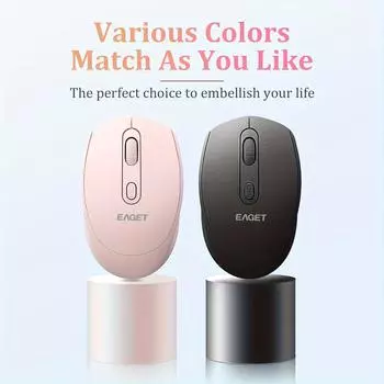 Ультратонкая беспроводная мышь EAGET 2.4G, регулируемый DPI, противоскользящий ролик, батарея не требуется, пластиковый корпус, бесшумное нажатие чёрный