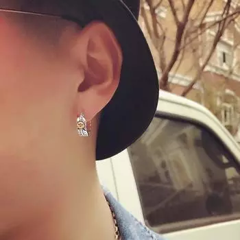 Eagle Copper Ear Jewelry Feather For Girls Korean Earrings Men Ear Stud Hoop Earring Drop Earring серебряный